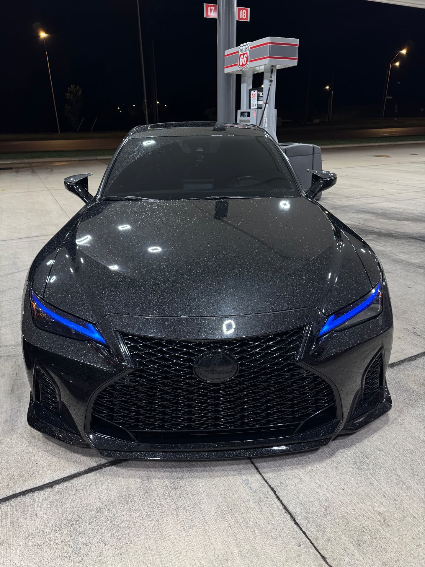 Danni's modified Lexus IS350 F Sport at night